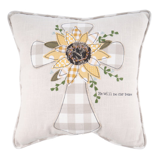 Sunflower Cross Pillow - He Will Be Our Peace