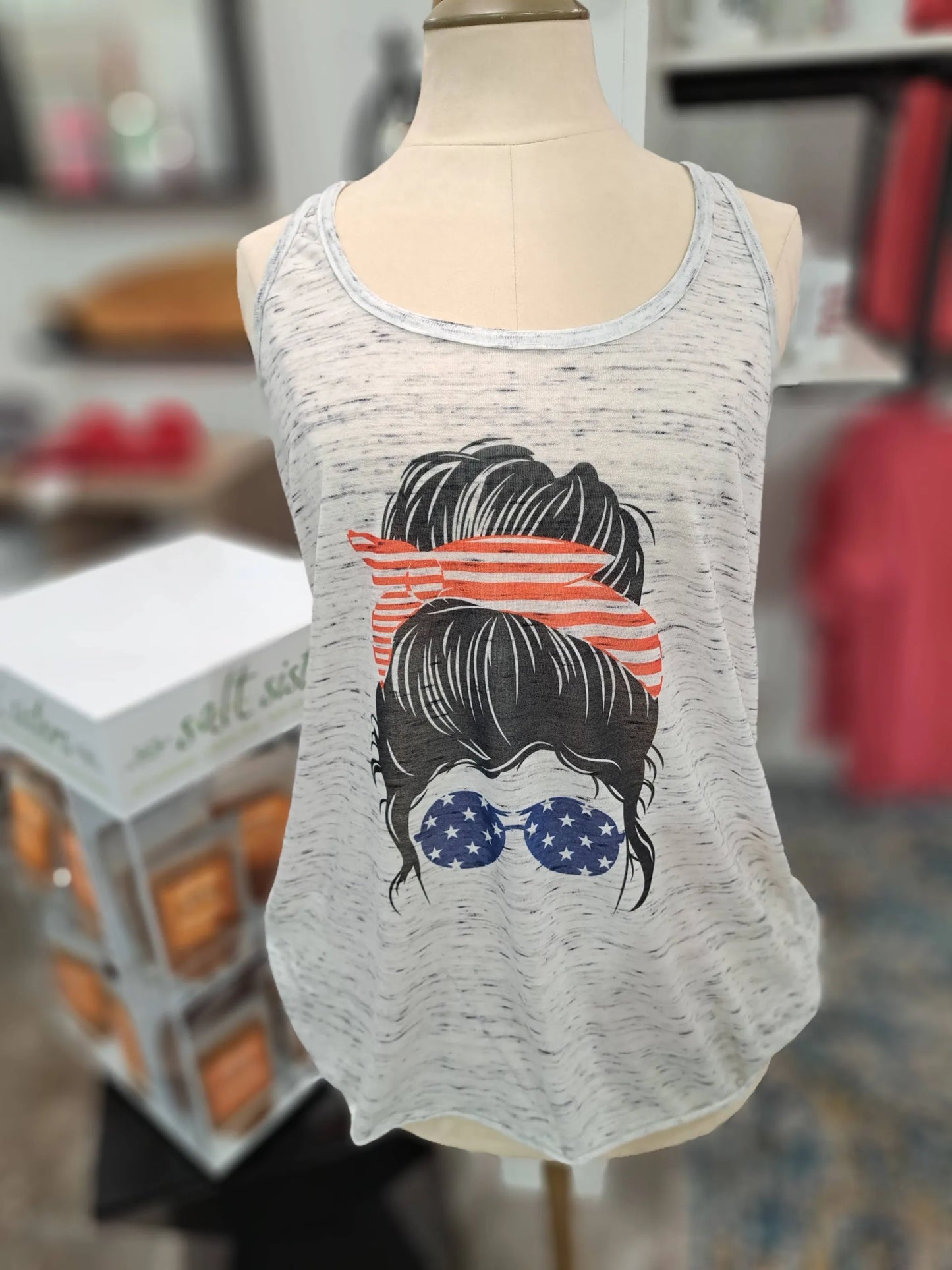 Patriotic Messy Bun Women's Tank Top