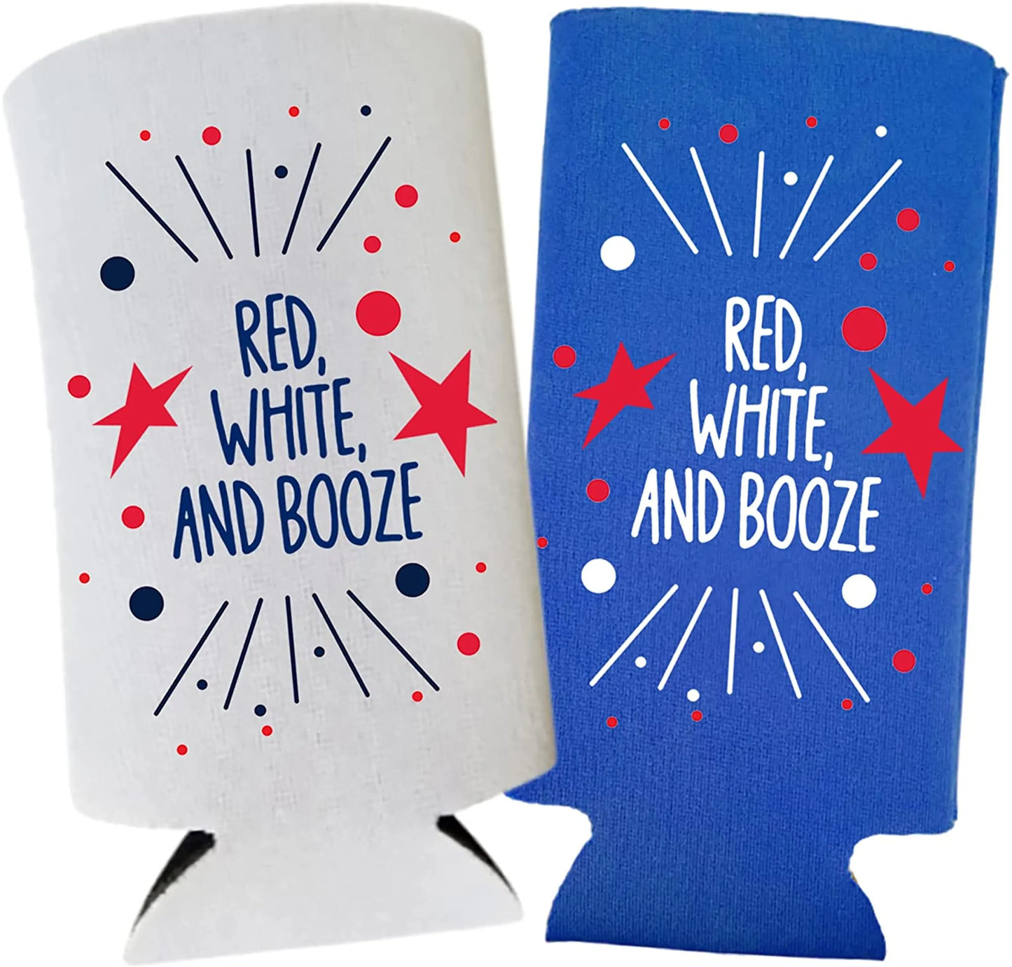 Funny Patriotic Slim Can Coolers - 4th of July, Memorial Day - USA Party Gift (2-Pack)
