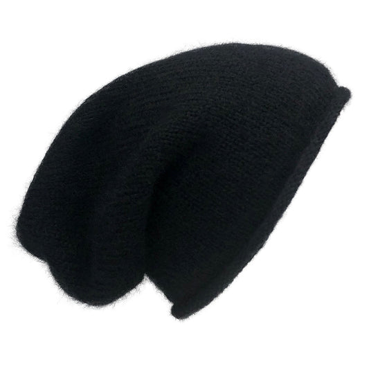 Black Essential Knit Alpaca Beanie