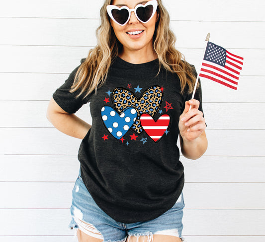 American Flag Heart 4th Of July T-shirt