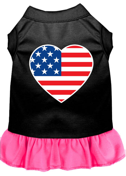 Pet Dog & Cat Dress Screen Printed, "American Flag Heart"