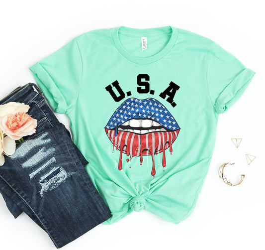 USA Flag Lips T-shirt